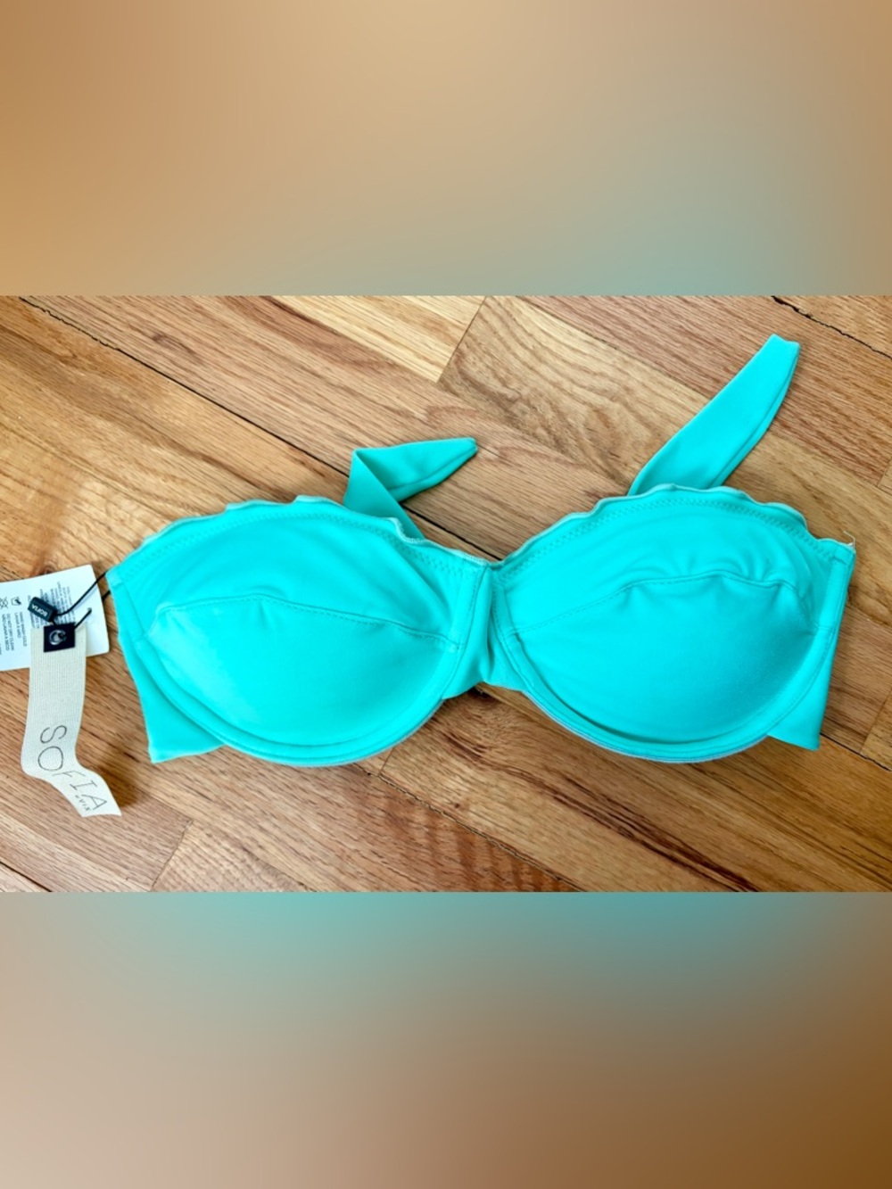 Sofia by Vix solid Bandeau cup Bikini Top in fresh mint Green Size L